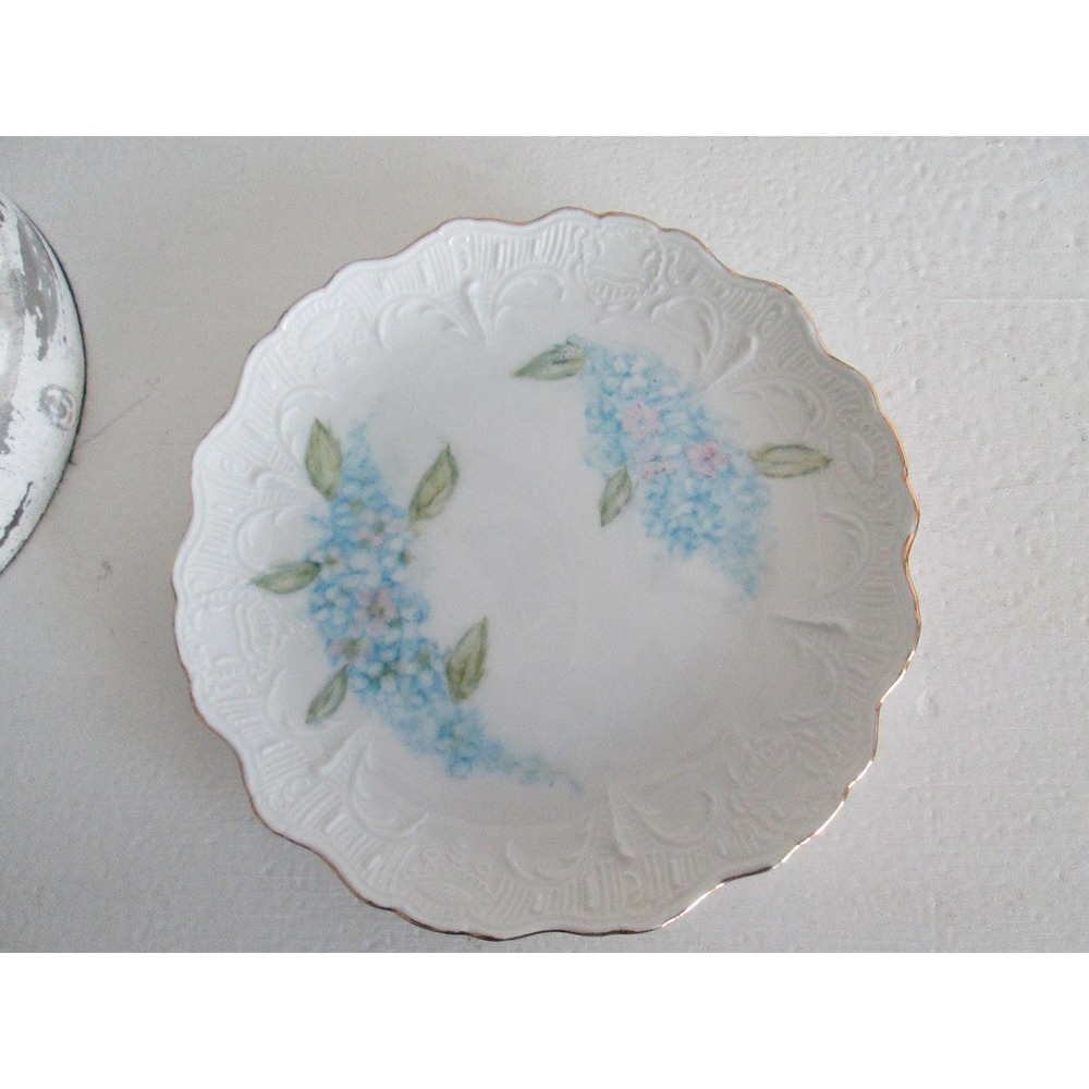 VTG Scalloped Gold trimmed Dessert‎ Plate Blue Violet Forget Me Not Floral